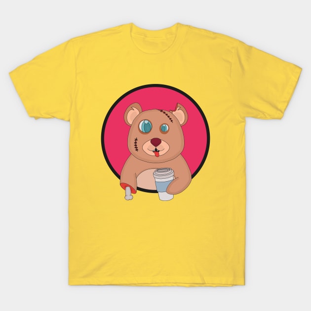 Coffee Zombie Bear T-Shirt by DiegoCarvalho